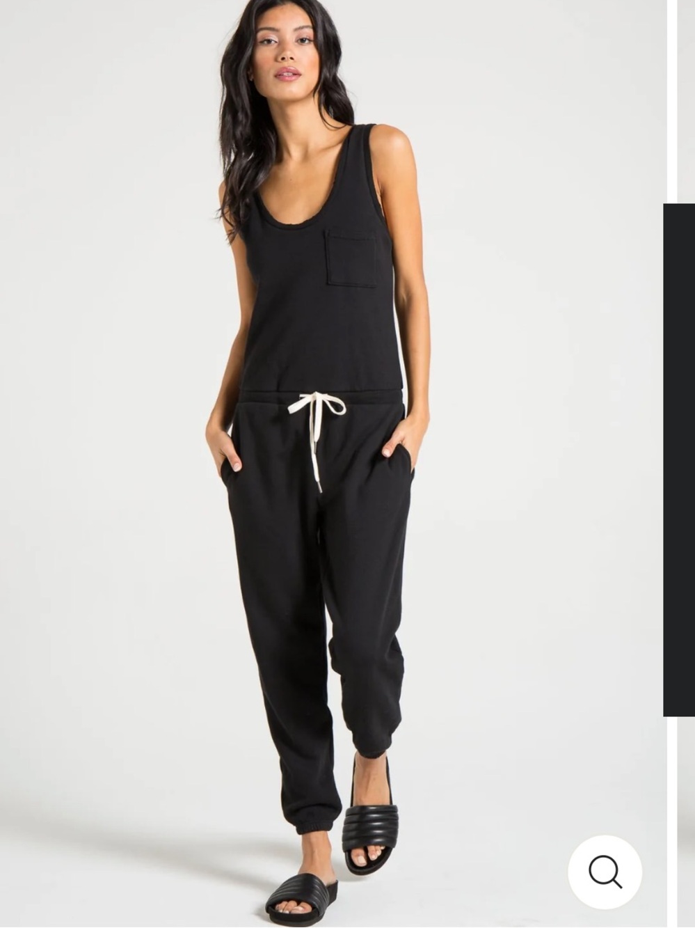 Relaxed Black Sleeveless Jumpsuit with Drawstring Waist